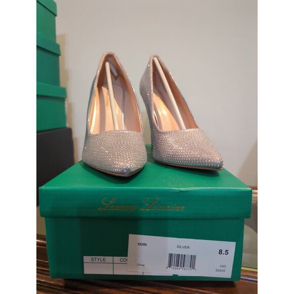Lauren Lorraine Dori Silver Stiletto Heel Size 8.5 NIB - Picture 2 of 4